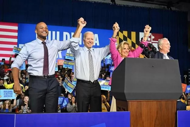 现任总统、民主党人拜登在马里兰州拉票